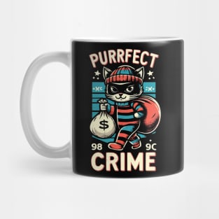 Cute Cat Burglar - Purrfect Crime - Vintage Distressed Mug